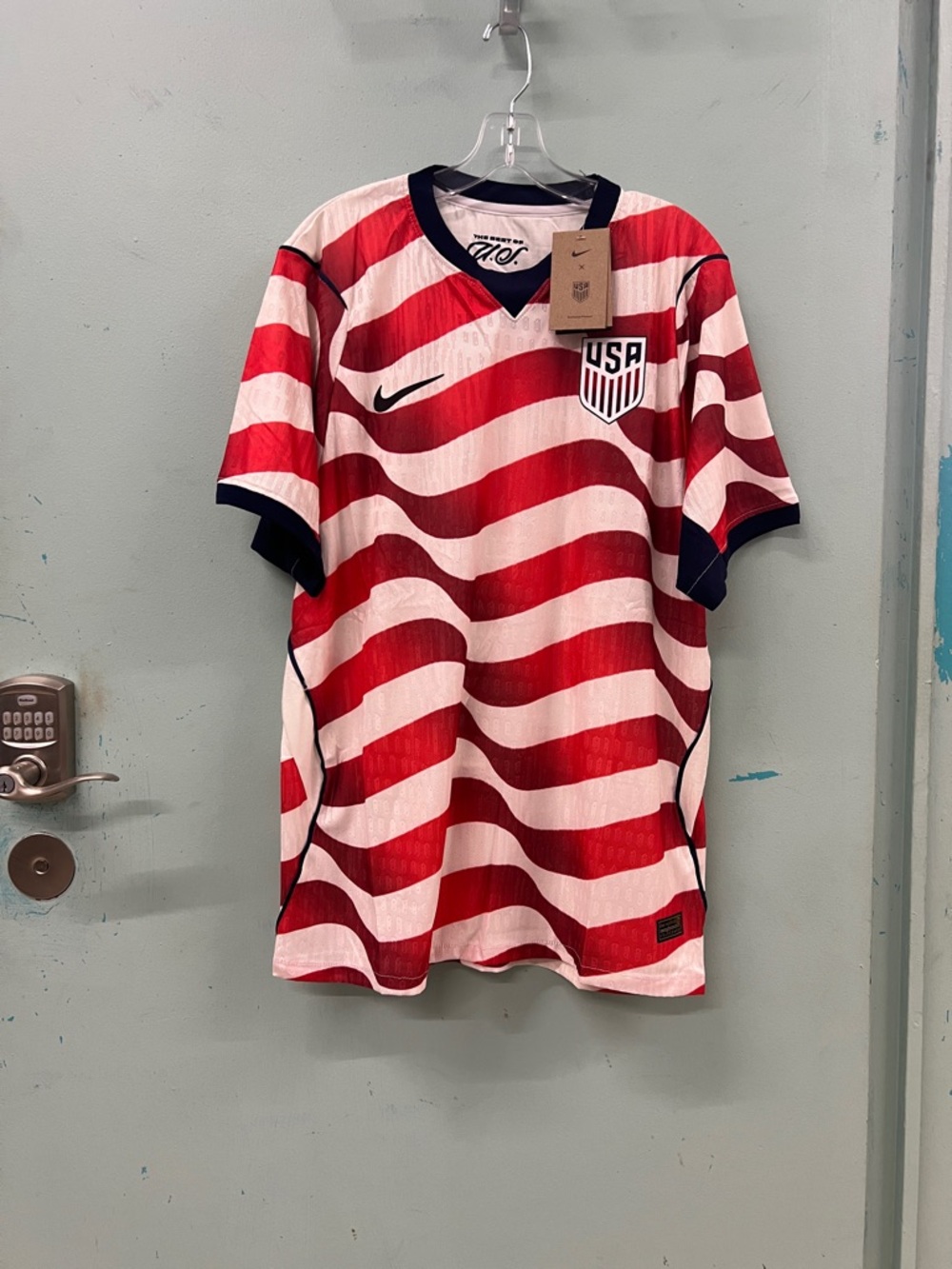 Nike Red, White & Navy USA Wave Soccer Jersey - Mens 2XL